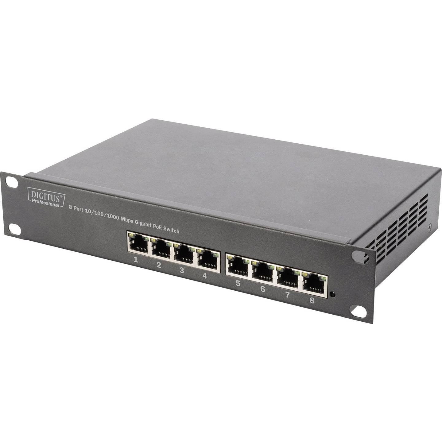 DIGITUS Switch Netzwerk Verteiler 10 Zoll Gigabit Ethernet 8 Port DN-95317 RJ45 - 4016032441038