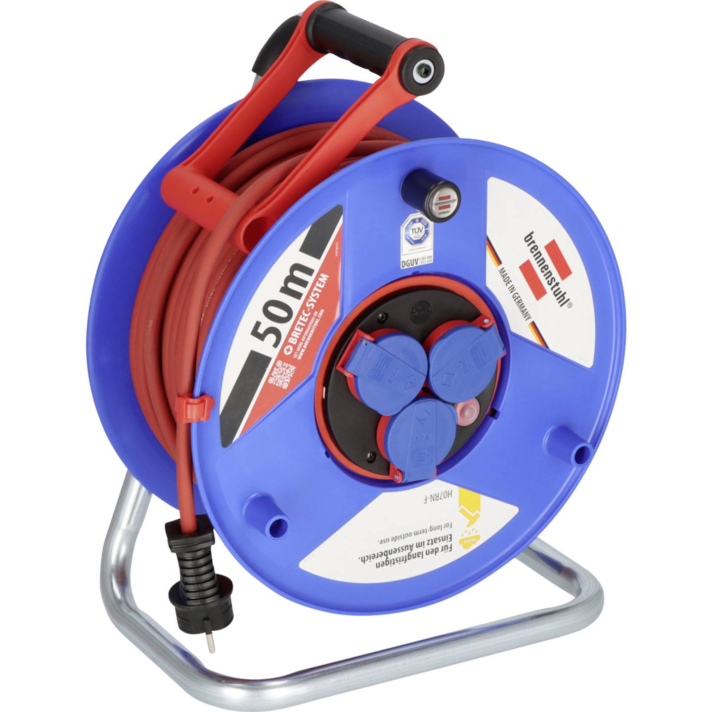 Brennenstuhl Kabeltrommel 50m Rot Schutzkontakt-Stecker 3-fach IP44 Innenbereich - 4007123053940