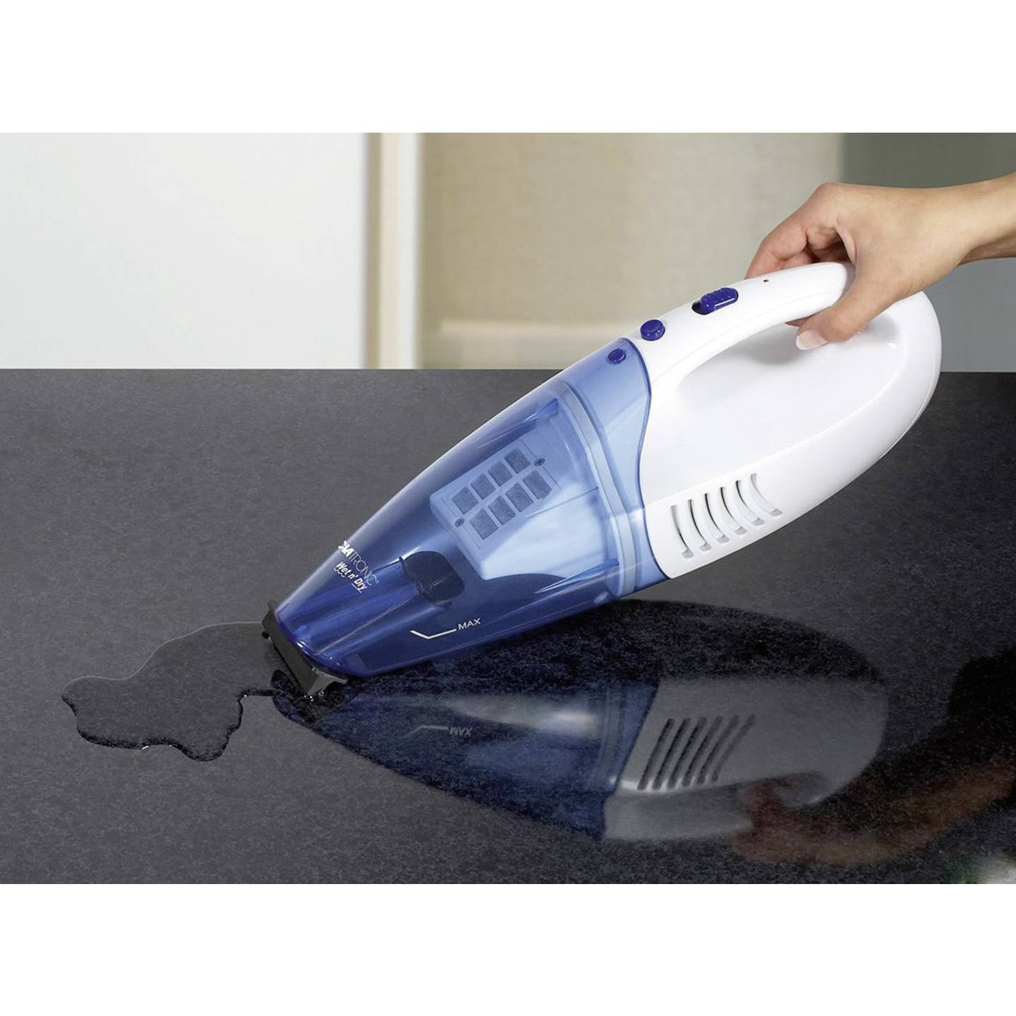 CLATRONIC AKS 828 Akku-Handstaubsauger Nass-/Trockensauger Blau Weiß - 4006160810523