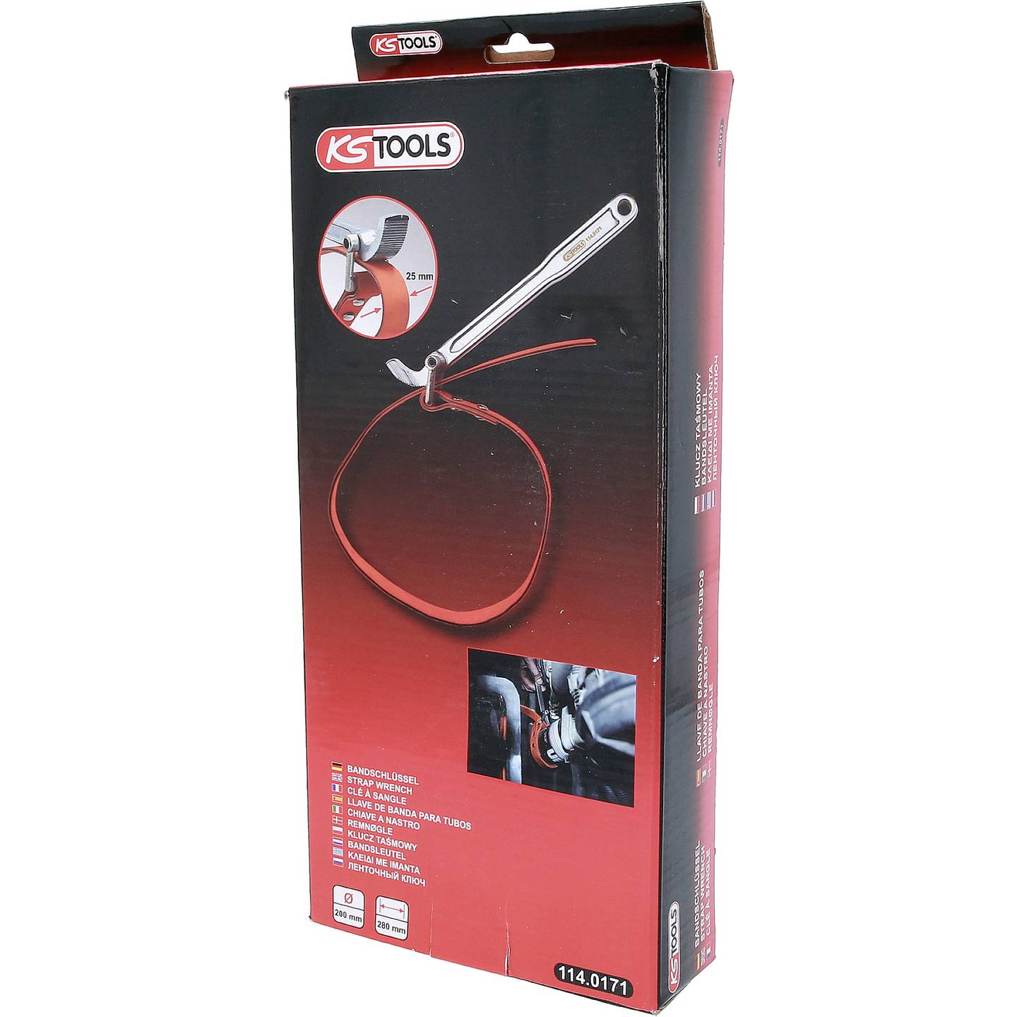 KS Tools Gurtrohrzange Zange Chrom Vanadium rutschfest Gewebeband Metallgriff - 4042146543672