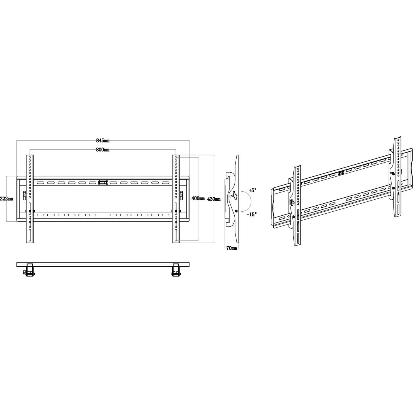 SpeaKa Professional TV-Wandhalterung neigbar 106,7-203,2cm mit Wasserwaage 100kg - 4016138832846