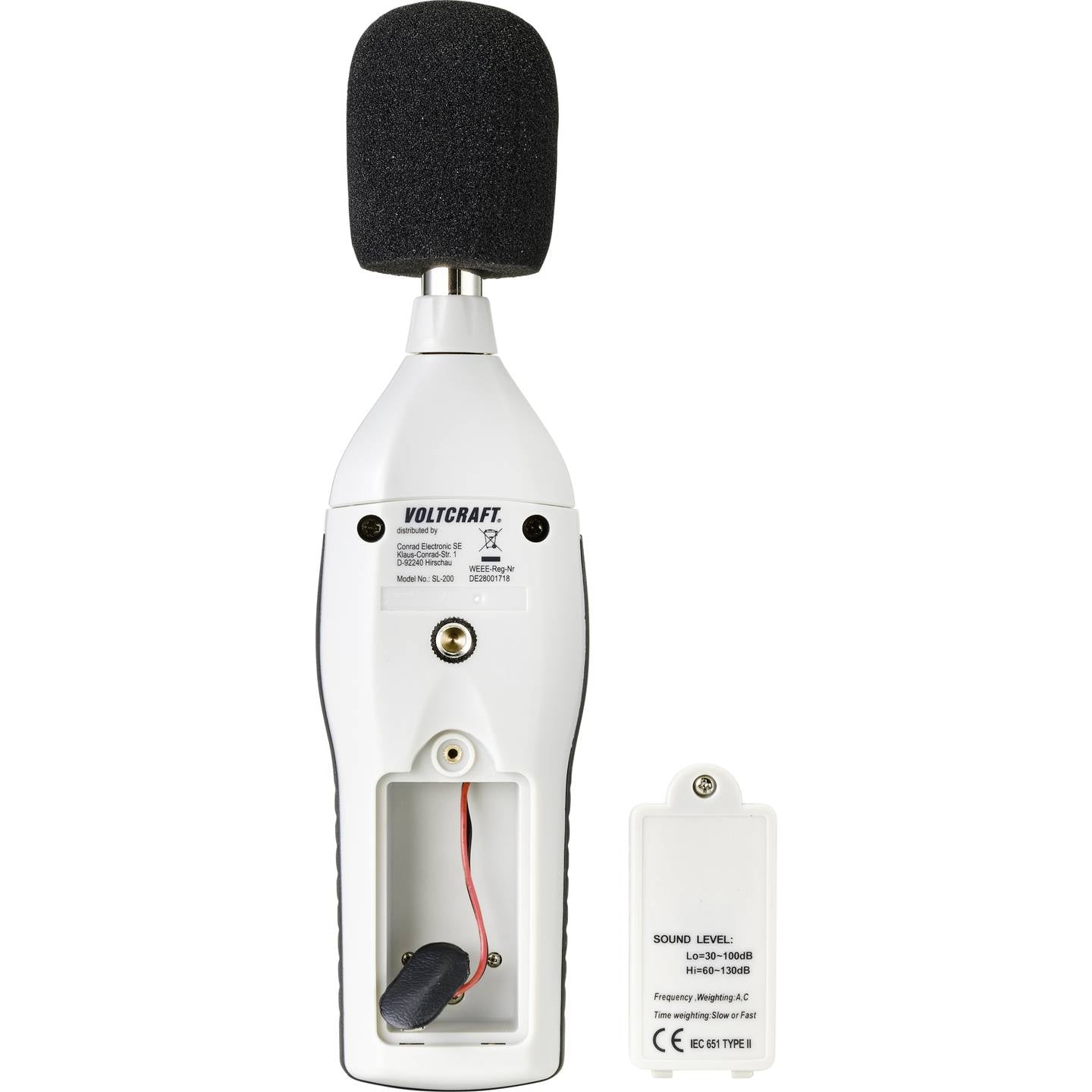Voltcraft SL-200 Schallpegelmessgerät digital 30-130 dB 31.5-8 kHz Windschutz - 4016138519730