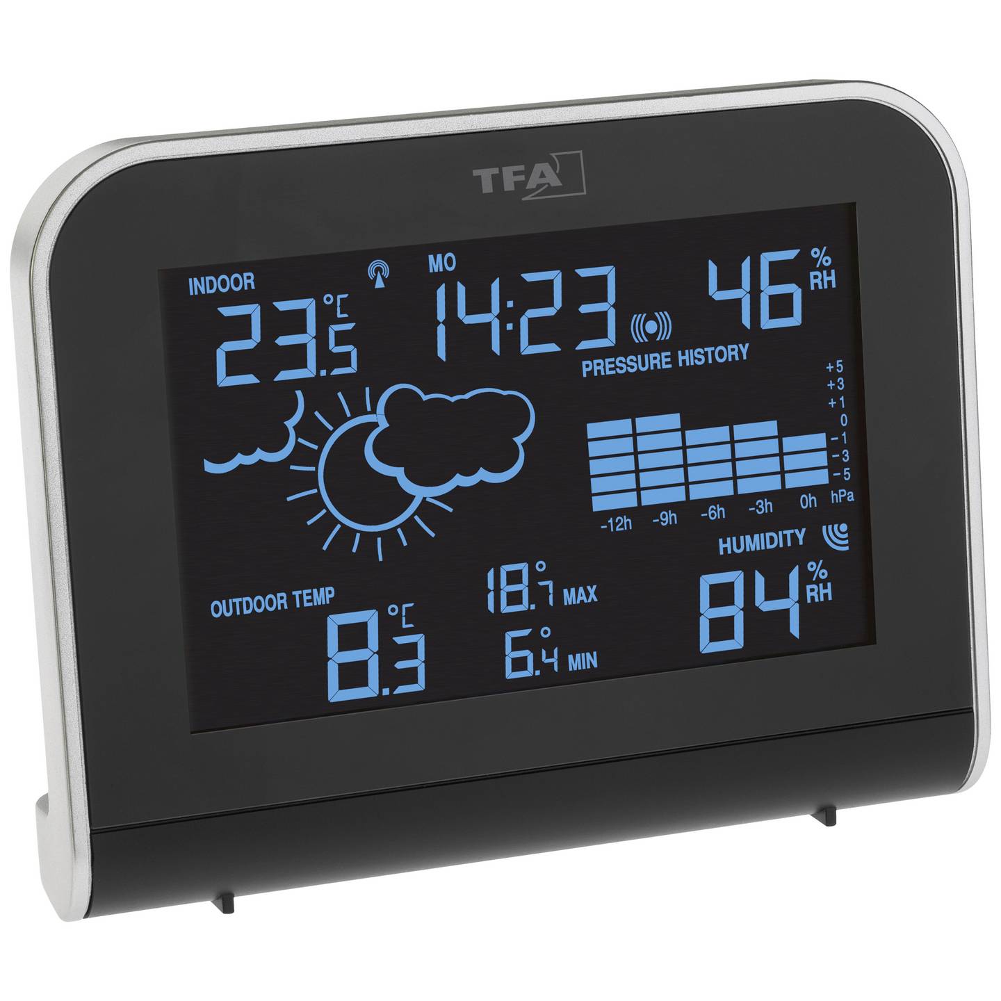 TFA Dostmann Funk-Wetterstation Wettervorhersage 12-24h Außentemperatur - 4009816031655