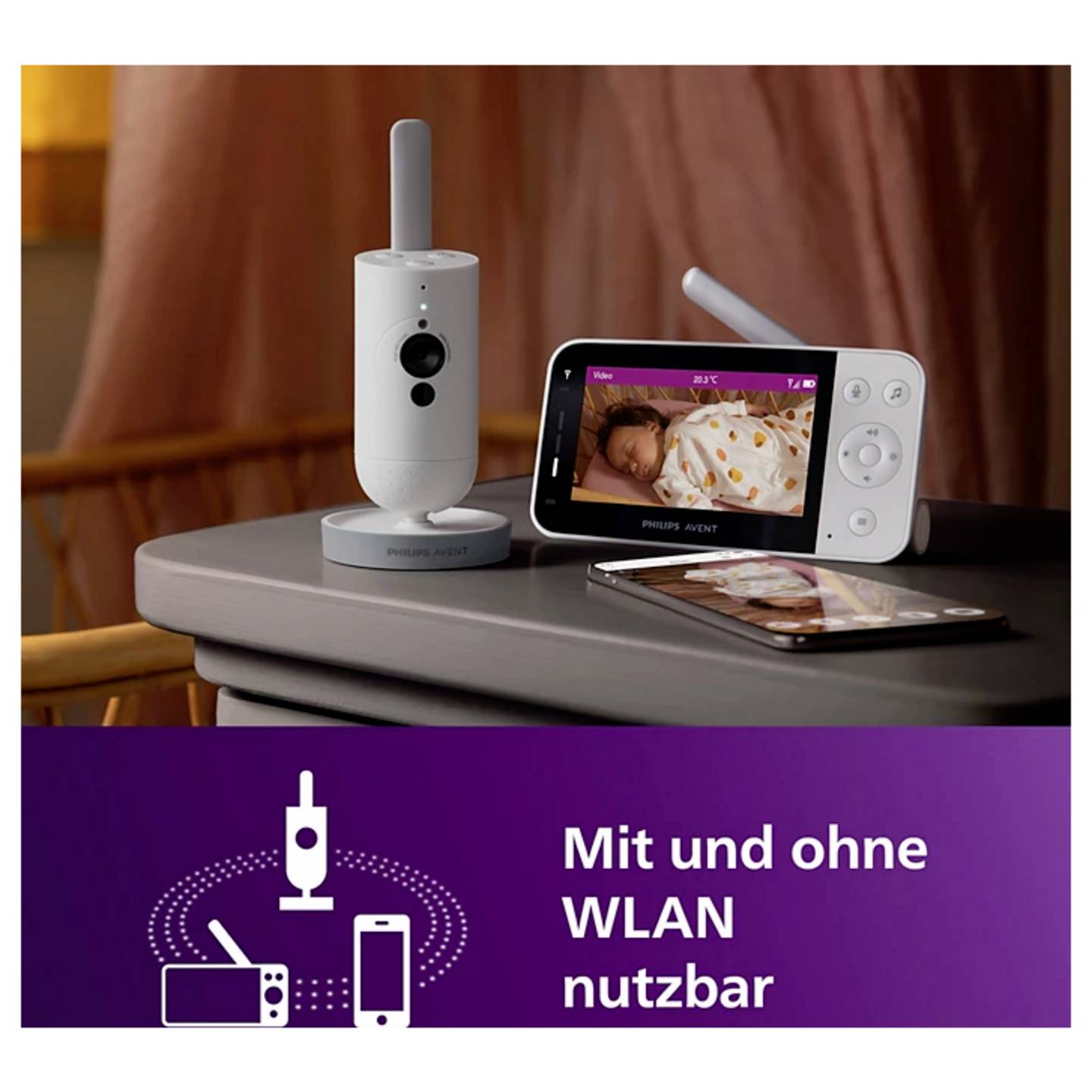 Philips Avent Babyphone Babymonitor SCD953/26 mit Gegensprechfunktion und - 8720689039536