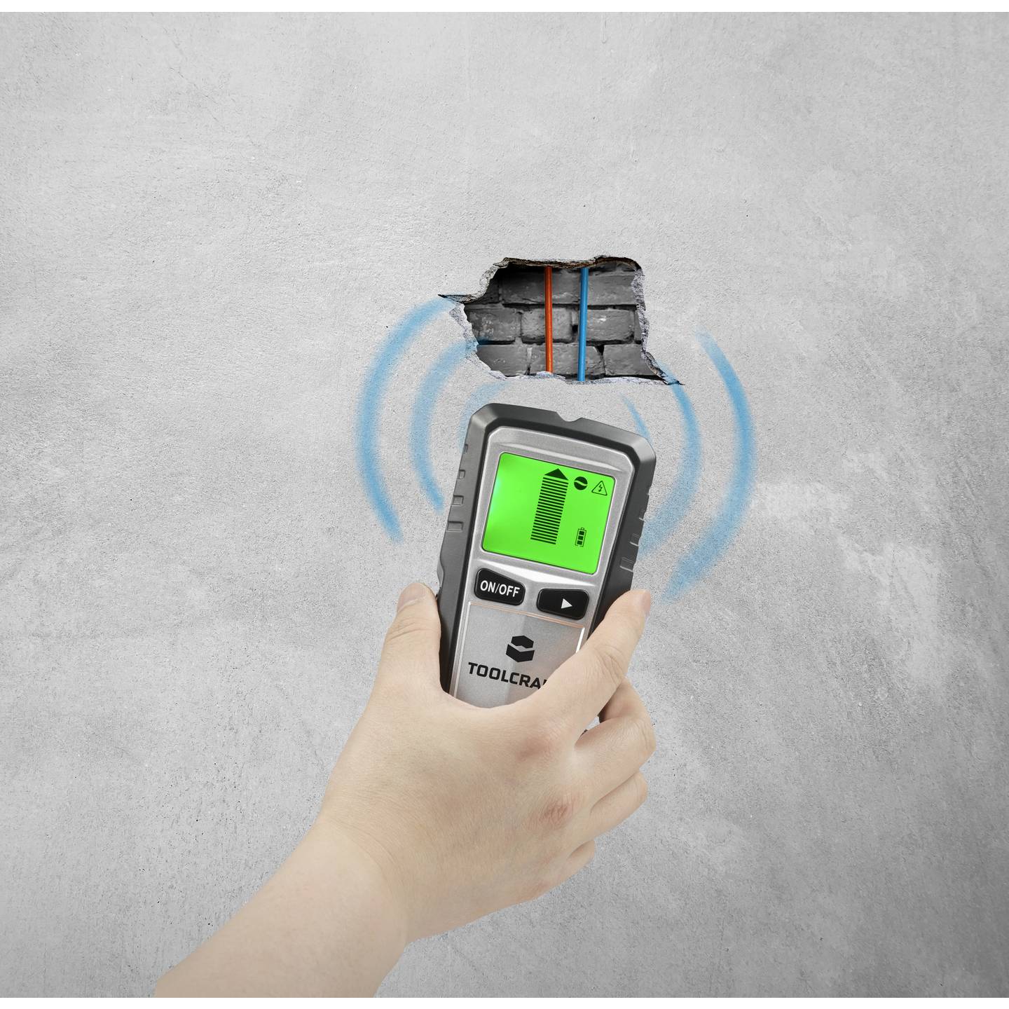 TOOLCRAFT Ortungsgerät LCD 60m Ortungsgerät Detektor für Holz Metall Kabel - 4064161333687