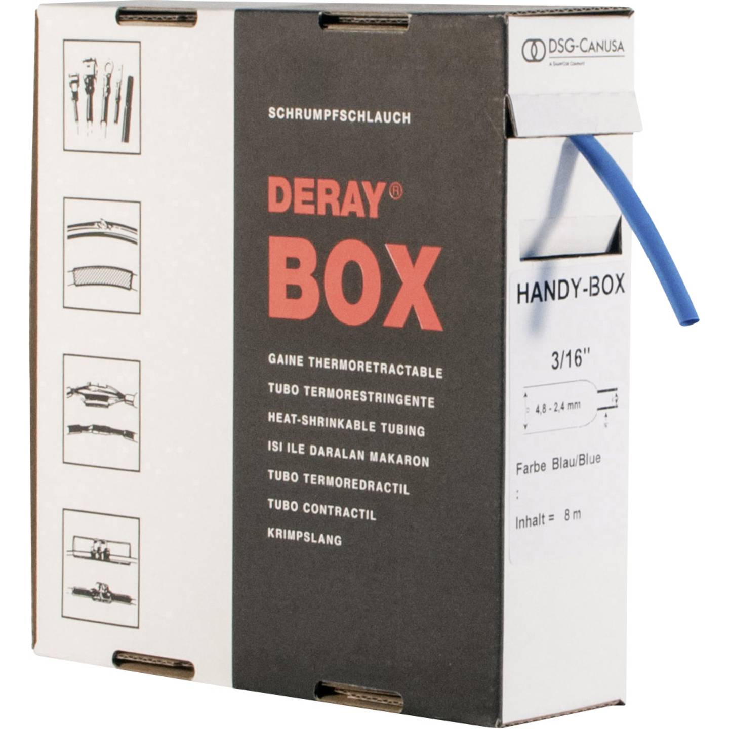 DSG-Canusa 8610095502 DERAY® Heatshrink Blue 9.50mm to 4.80mm 5m 2:1 - 2050004893861