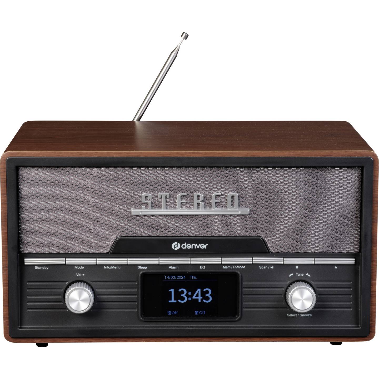 Denver Tischradio DAB+ MDA-525DW Holz-Braun Retro Radio 2x50W Klangqualität 20 - 5706751073472
