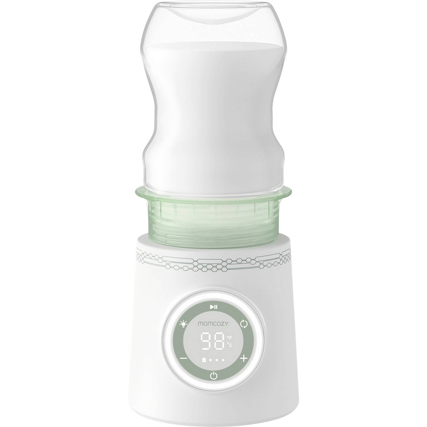 Momcozy Milchflaschenwärmer tragbar 80W Temperaturregelung Grün Weiß Transparent - 0602835182366
