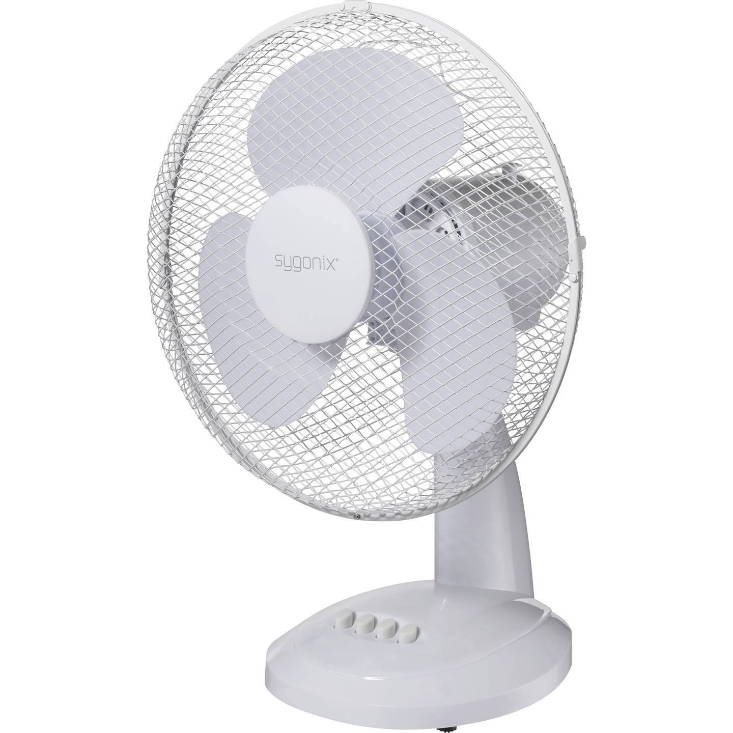 Sygonix Tischventilator 40W 3 Geschwindigkeitsstufen 85° Schwenkbereich Weiß - 4064161342573