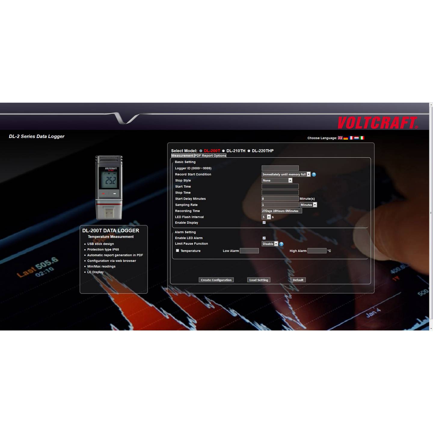 VOLTCRAFT DL-200T Datenlogger mobiler Funk-CMOS-Scanner IP65 Bluetooth - 4016139081274