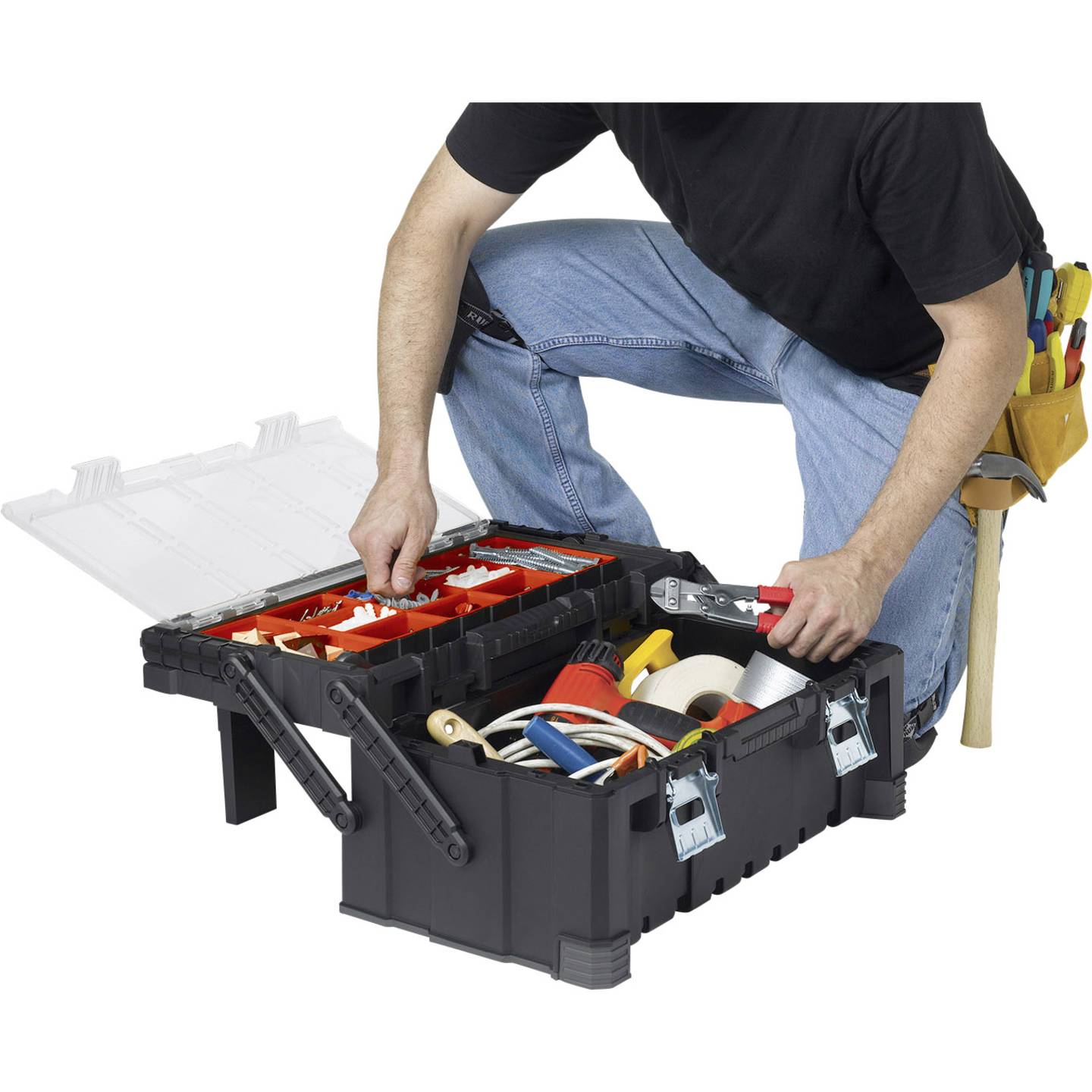 Keter Werkzeugkasten unbestückt Werkzeugbox schwarz 570x240x310mm stabil 3300g - 7290103652951