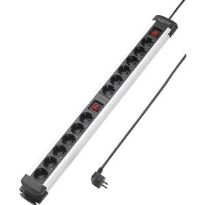 B-Ware Sygonix Steckdosenleiste 12fach Schutzkontakt Aluminium mit Schalter schwarz
