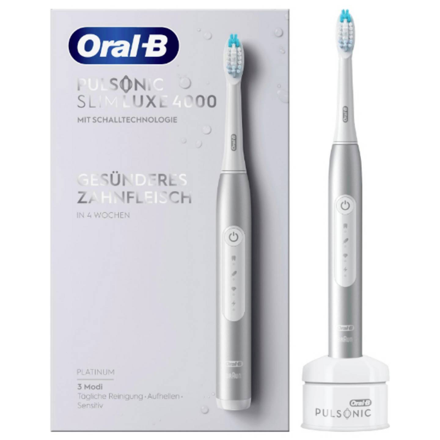 Oral-B Elektrische Zahnbürste Schallzahnbürste Pulsonic Slim Luxe 4000 Platin - 4210201305644