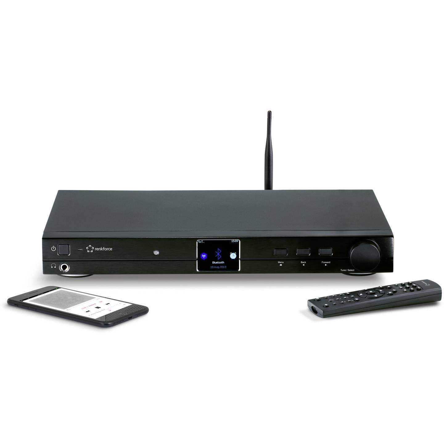 Renkforce Radio-Adapter DAB+ WLAN Bluetooth DLNA Internetradio Schwarz 99 Sender - 4053199973484
