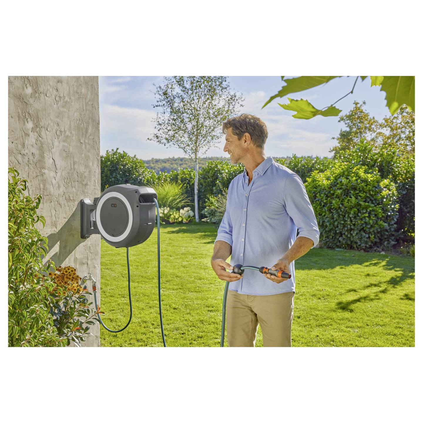GARDENA Akku-Wand-Schlauchbox PowerRoll XXL 40m Grau-Weiß Gartenbewässerung 1 - 4066407002456