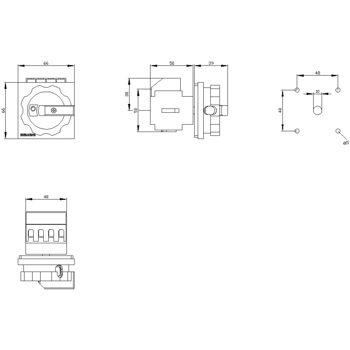 Siemens Lasttrennschalter 4polig Rot 6mm² 16A 690V AC IP65 Sicherheitsschalter - 4011209519138