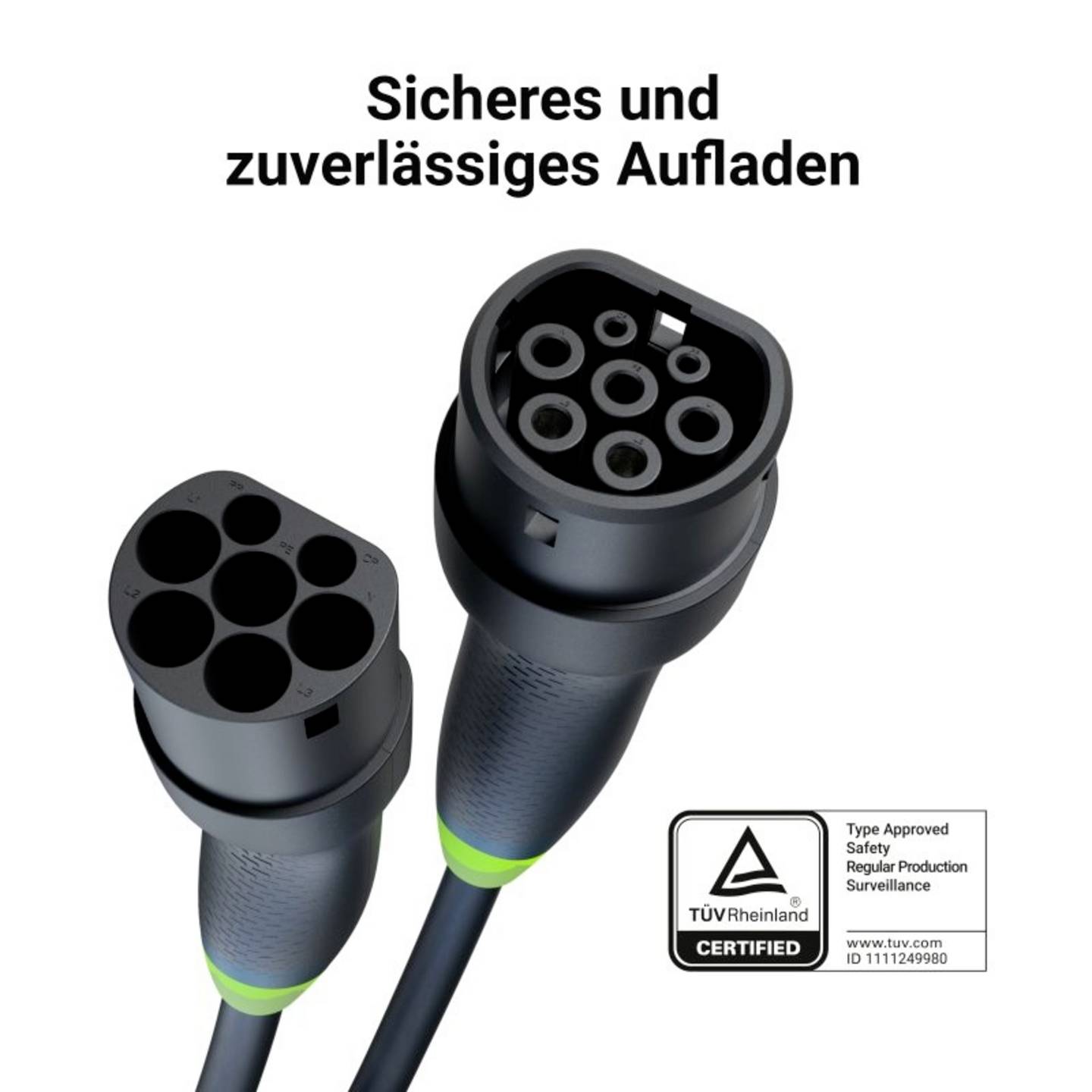 Green Cell eMobility Ladekabel GC Snap Typ 2 5m wasserdicht 16A IP54 11kW - 5904326370357