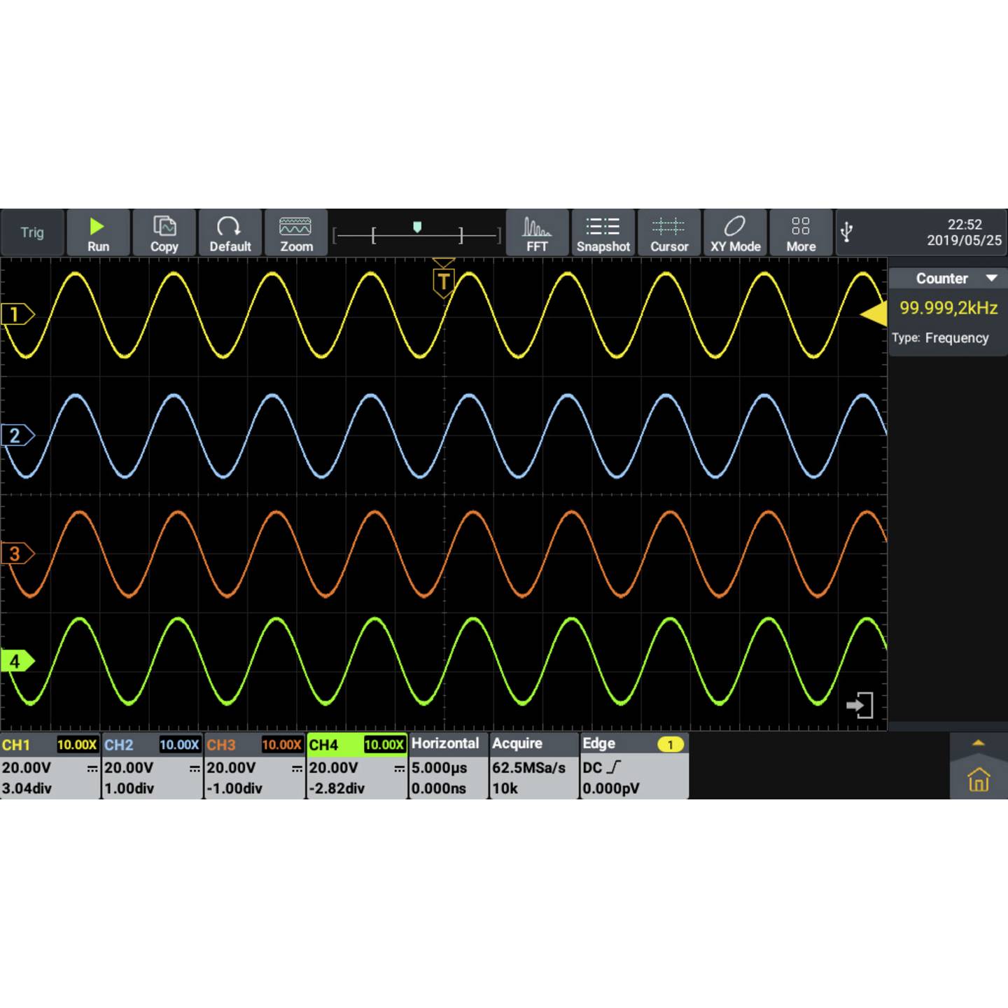 Voltcraft Digital-Oszilloskop DOV704 70 MHz 4-Kanal 1,25 GSa/s 50 Mpts 12 Bit - 4064161397122