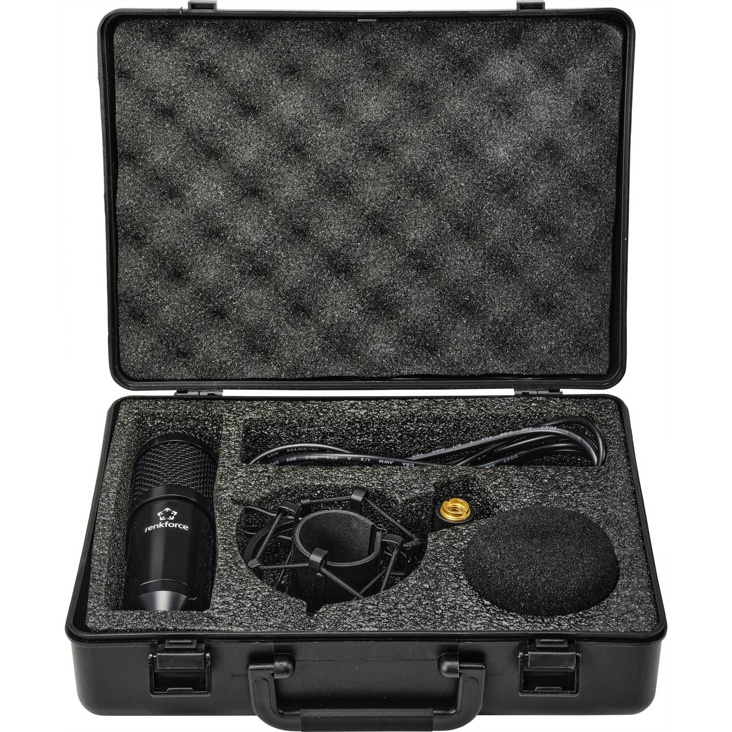Renkforce RF-MIC-510 USB-Mikrofon Stand inkl. Koffer Spinne Windschutz 3m Kabel - 4064161175911