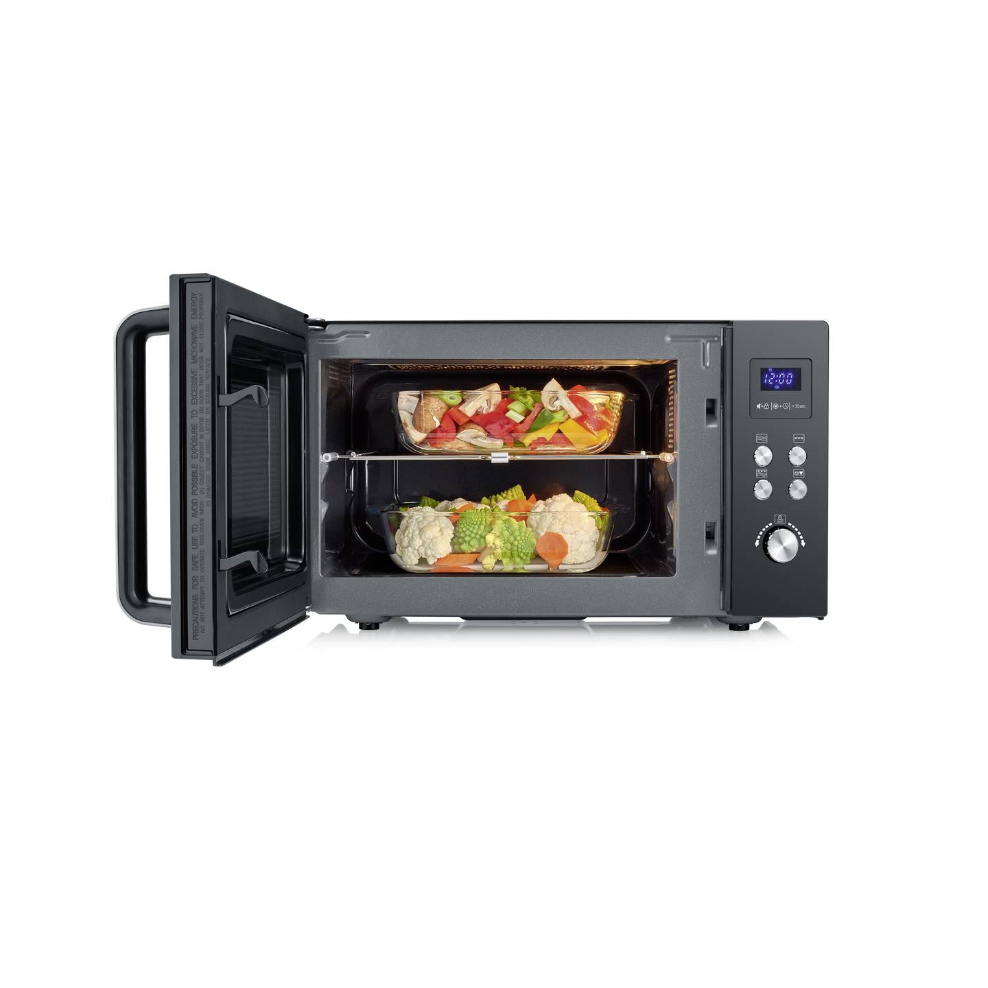 Severin MW Mikrowelle Schwarz Edelstahl 900 W Grillfunktion flacher Glasboden - 4008146037610