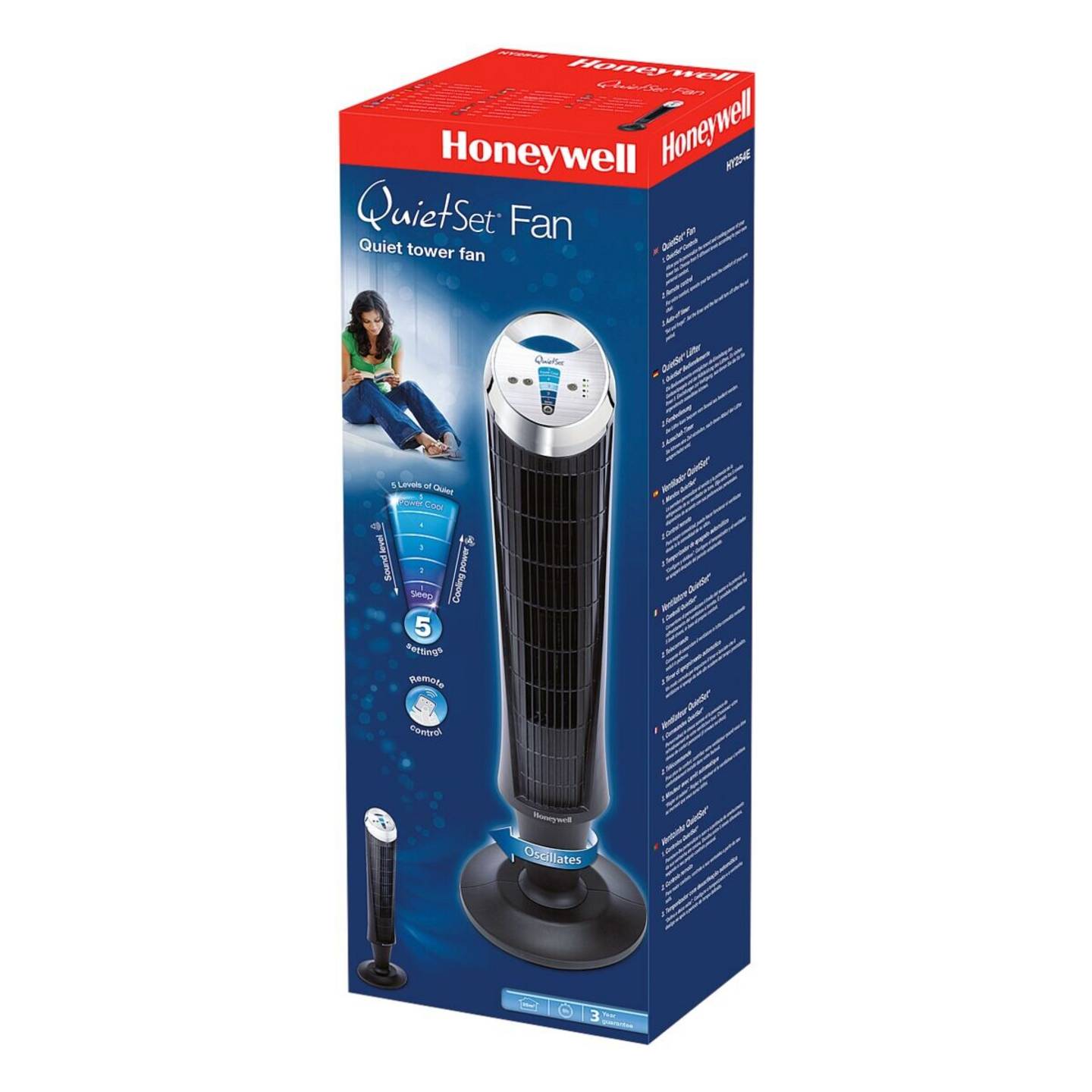 Honeywell Turmventilator HY-254E4 Ventilator Luftzirkulation 5 Stufen schwarz - 4022167254047