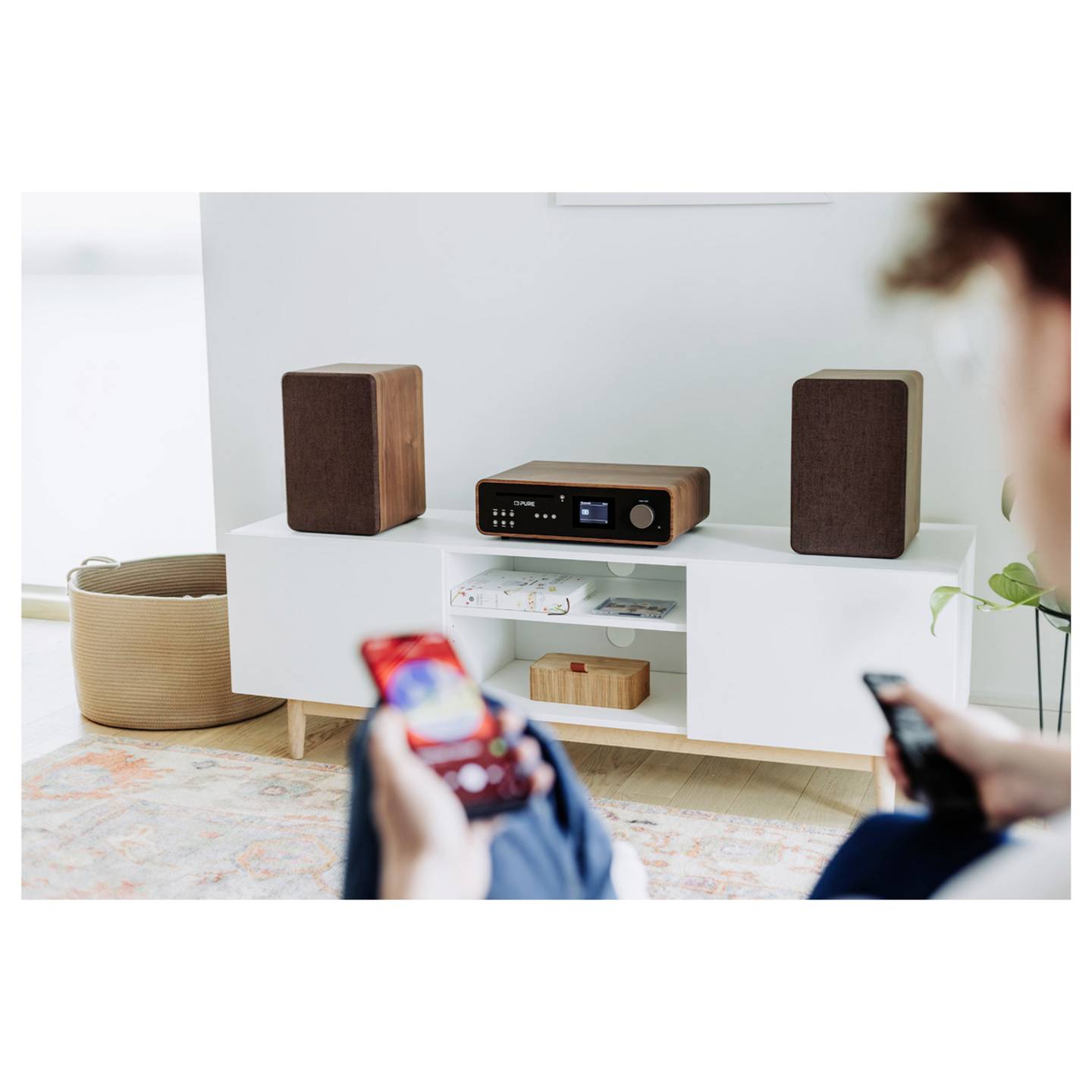 Pure Retro Stereoanlage Schwarz Walnuss DAB Bluetooth 50W Heim-Audio-Mikrosystem - 0759454301309