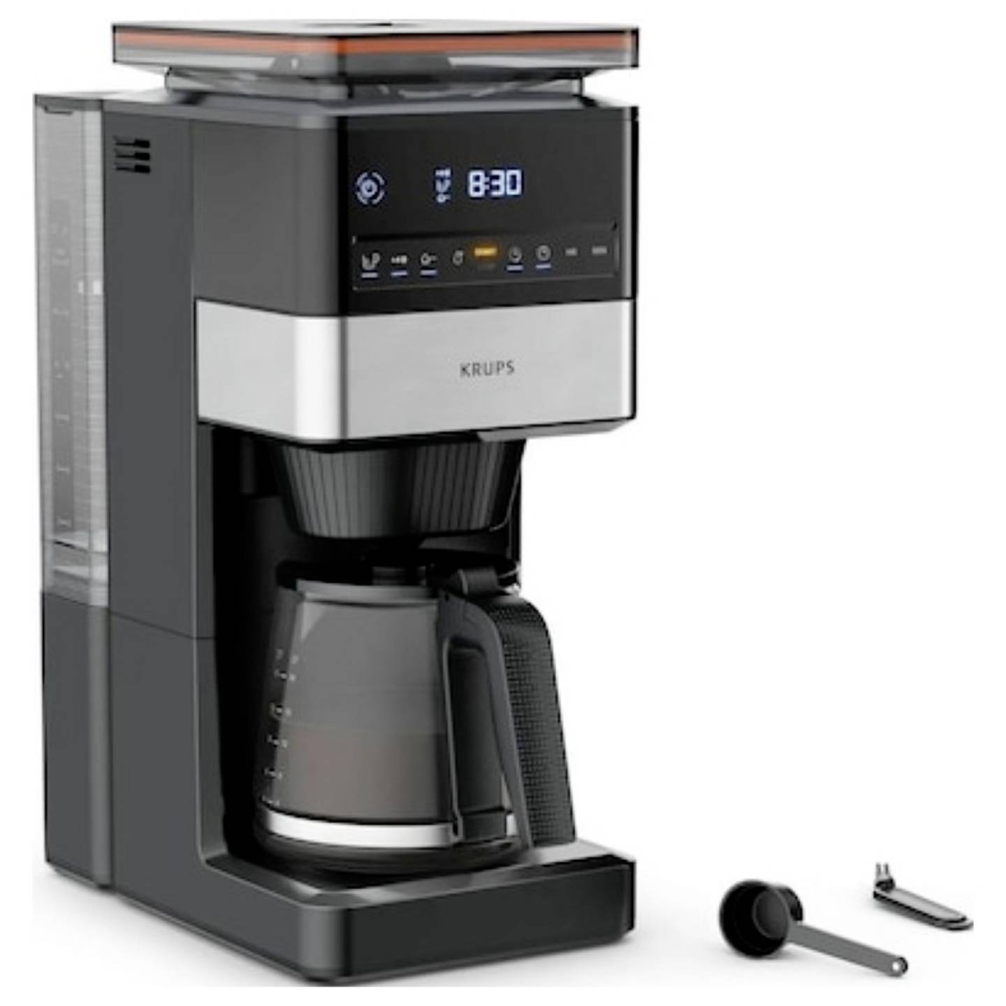 Krups KM8428 Filterkaffeemaschine Kaffeemaschine Grind Aroma XL Schwarz Silber - 3045380025882