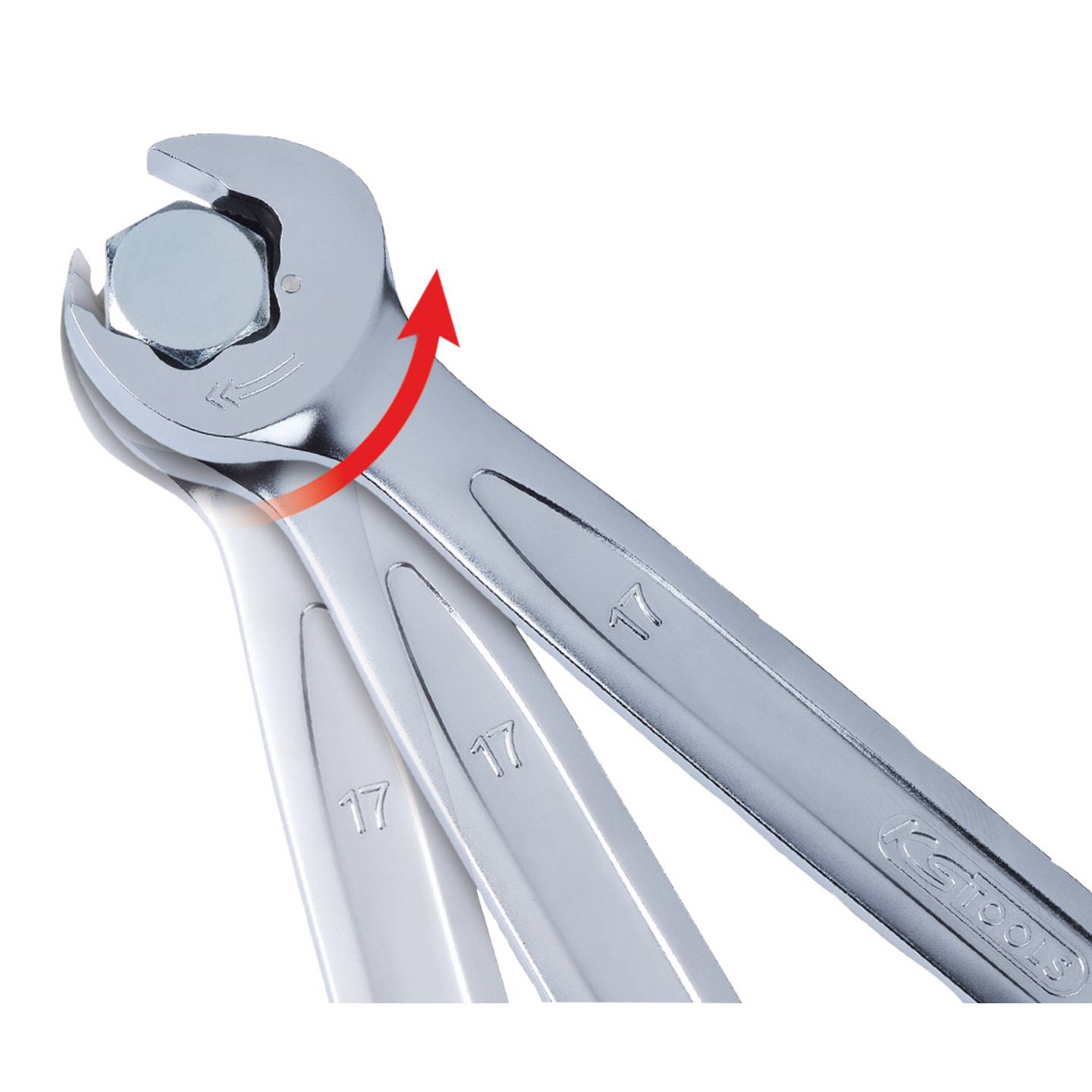 KS Tools Maul-Ringratschenschlüssel 30mm Chrom-Vanadium Stahl 72 Zähne 396mm - 4042146477663