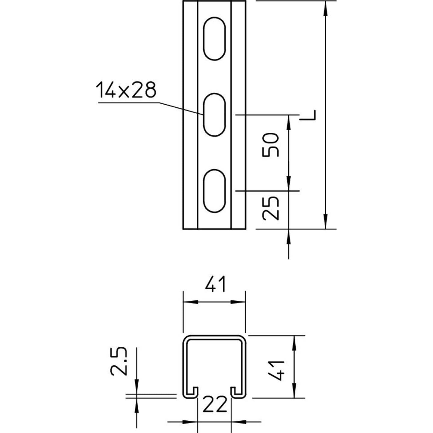 OBO Betterman Montageschiene Tragschiene HL41 41 400 MS4141P0400FT Profil - 4012195486251