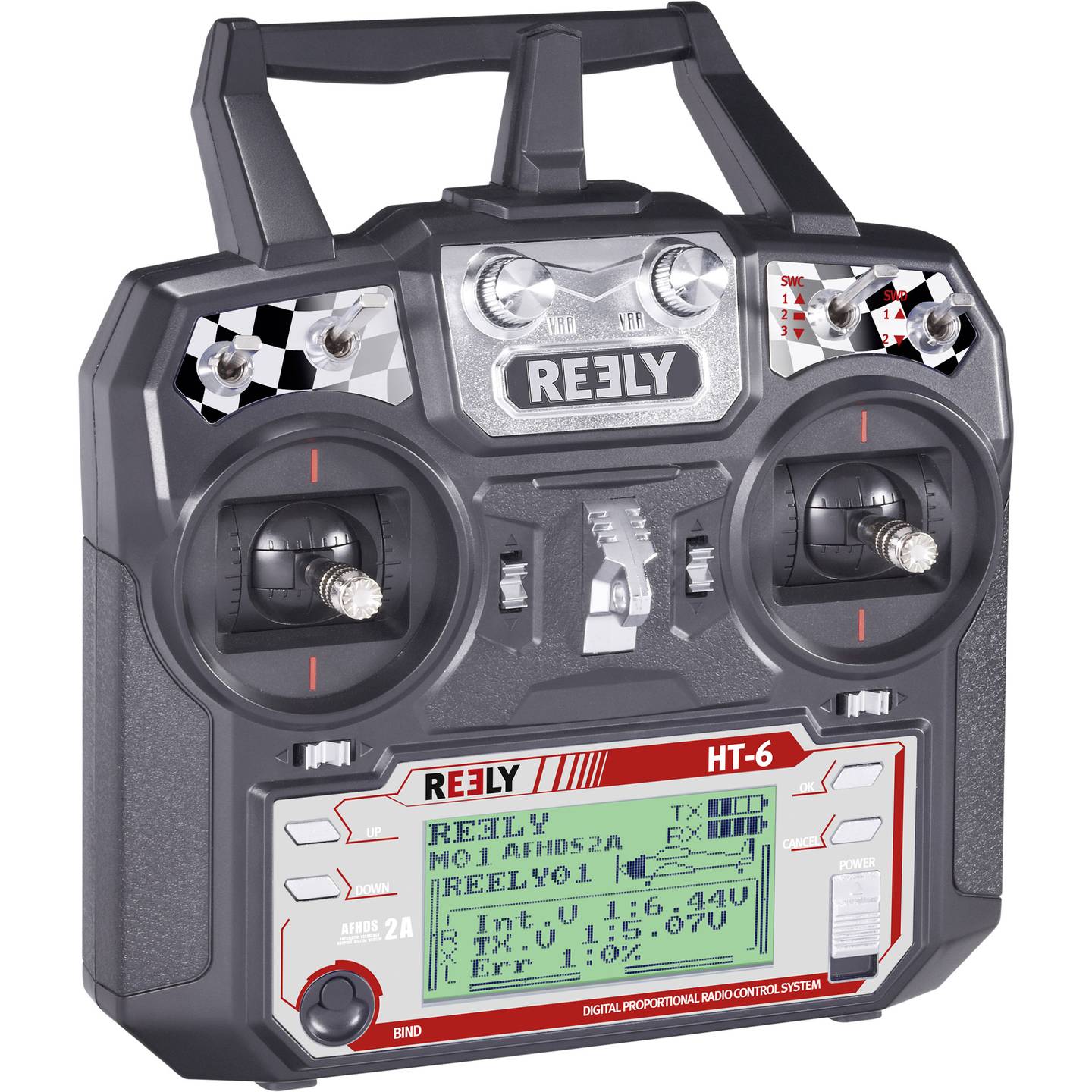 Reely Hand-Fernsteuerung HT-6 2,4 GHz 6 Kanäle Empfänger Modellflugzeug - 4016138960020