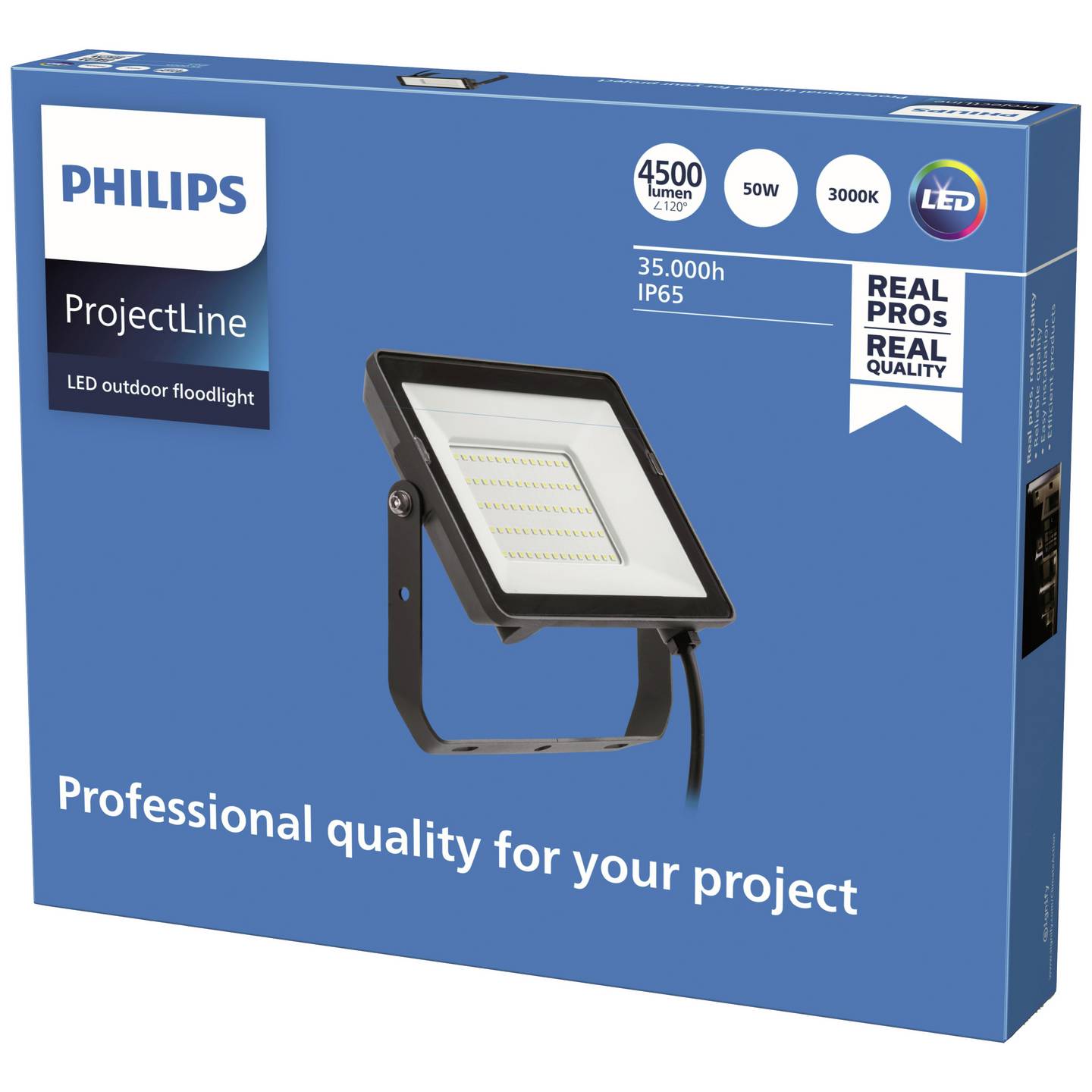 Philips ProjectLine LED-Flutlichtstrahler 50W 3000K IP65 schwarz 4500lm - 8719514954410