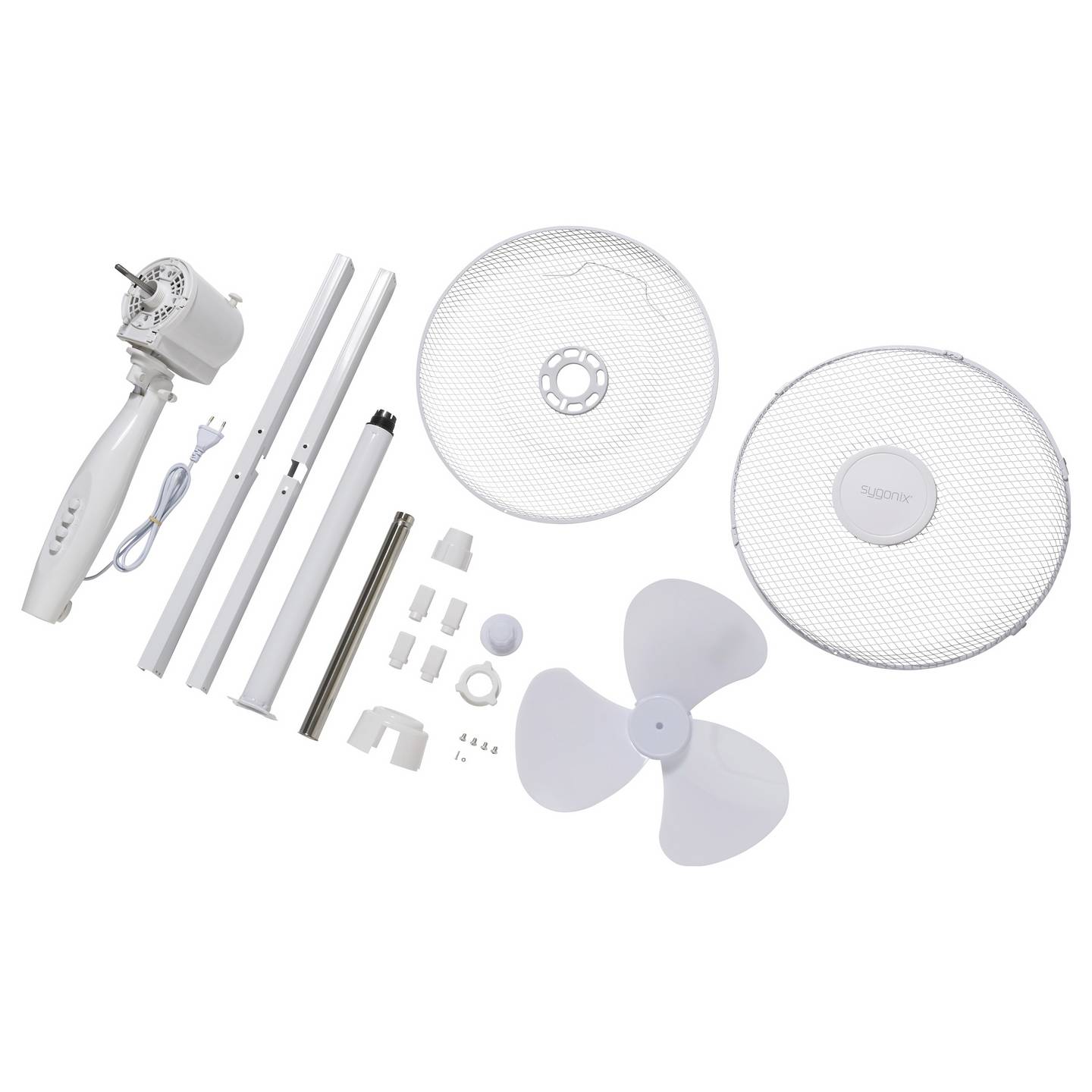 Sygonix Standventilator Ventilator Oszillierend Höhenverstellbar 50W Weiß Ø600mm - 4064161389530