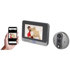 B-Ware Sygonix IP-Video-Türsprechanlage WLAN Kamera Spionkamera Grau 4,3 Zoll Display