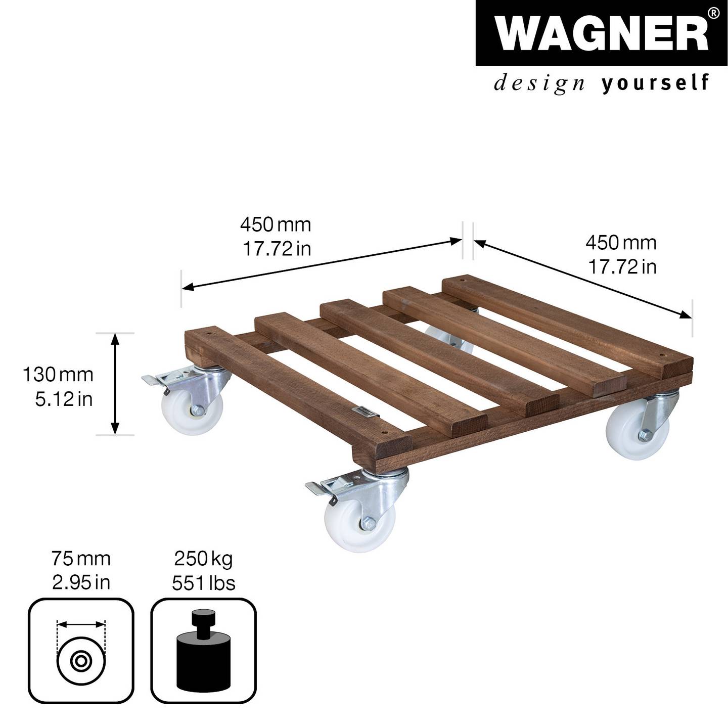 Wagner Multiroller GIGANT Tragkraft 25kg 45x45cm Multifunktionalers Rollbrett - 4001073033359