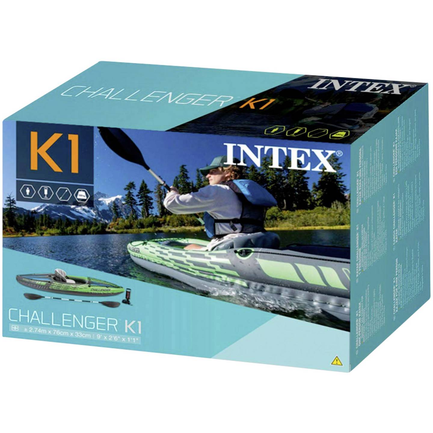 Intex Boot Challenger K1 Kajak Paddel Pumpe 100kg schwarz-grün Reparatur-Set - 6941057463056