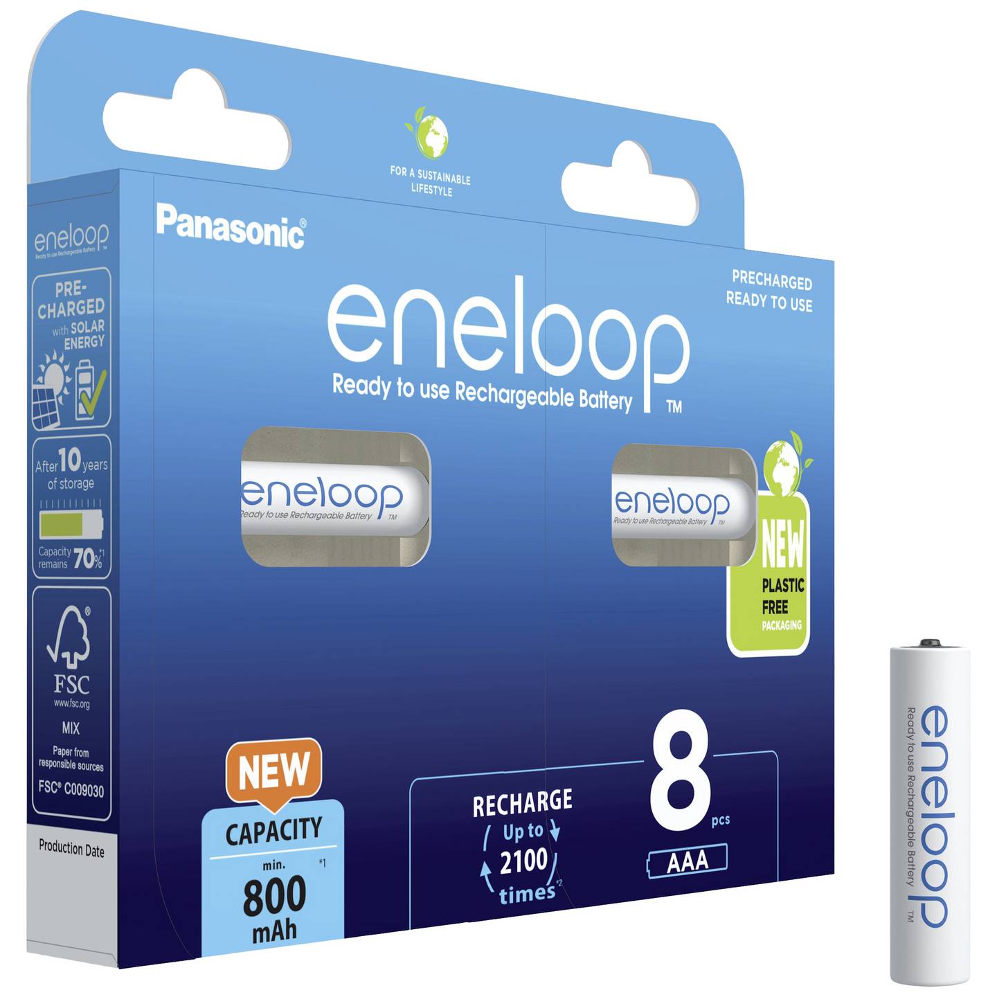 eneloop HR03 Micro AAA Akku NiMH 800 mAh 8 Stück wiederaufladbar - 5410853064329
