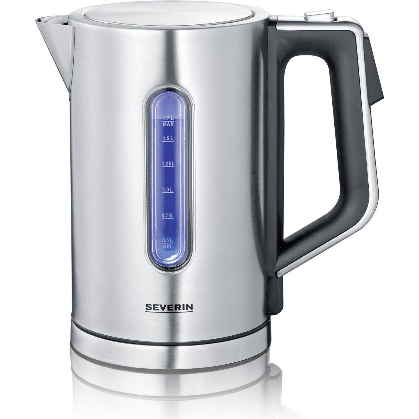 SEVERIN Wasserkocher Edelstahl 1,7l Temperaturwahl 40–100°C 3000W Schwarz-Silber - 4008146035098