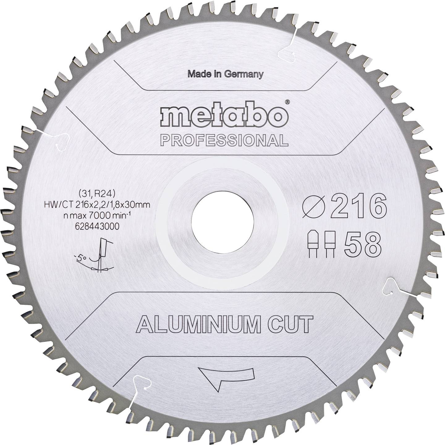 Metabo Kreissägeblatt Aluminium 216mm 58 Zähne 1 Stück Präzisionsschnitte - 4061792173798
