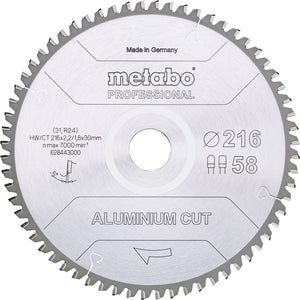 B-Ware Metabo Kreissägeblatt Aluminium 216mm 58 Zähne 1 Stück Präzisionsschnitte