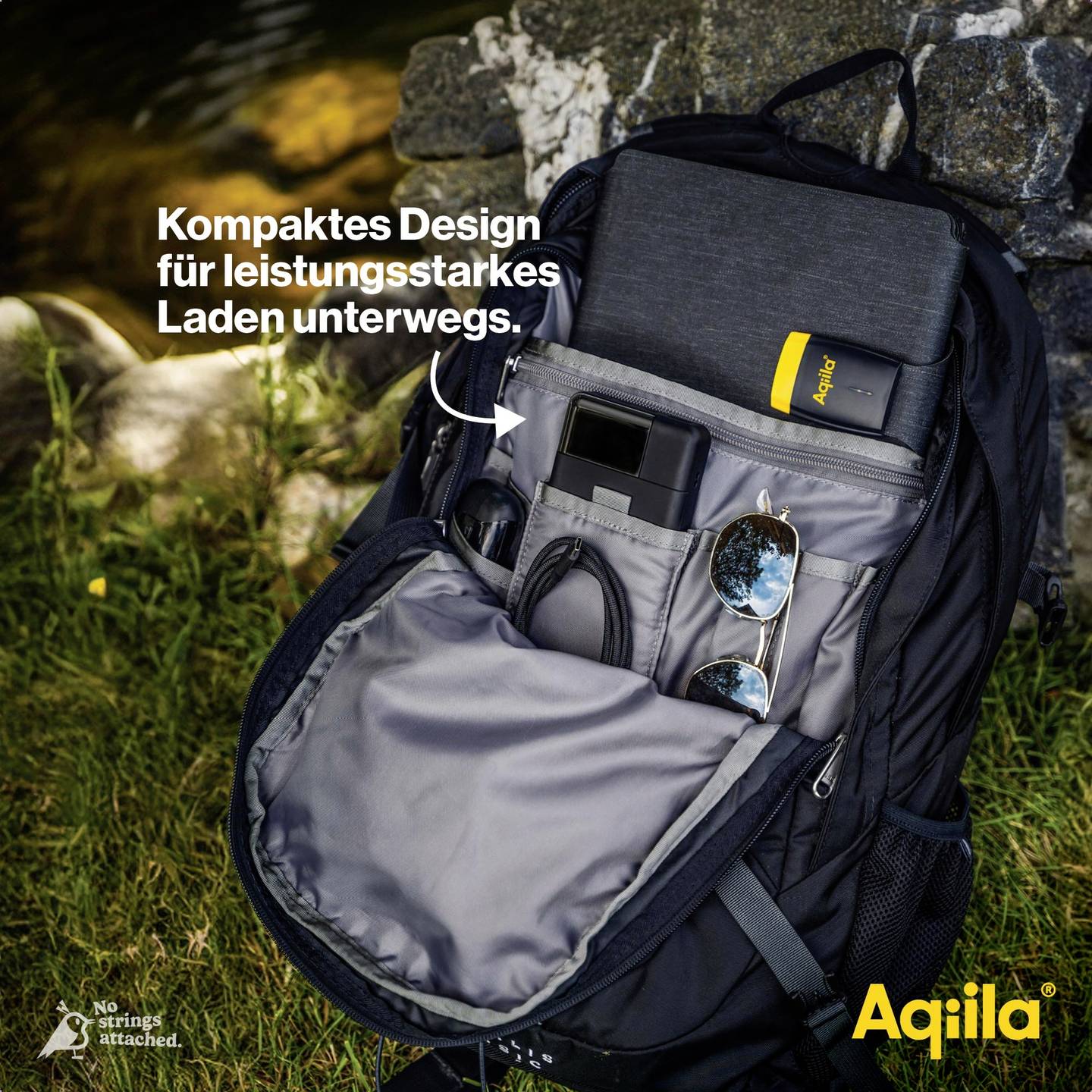 Aqiila Powerbank 20000 mAh LiPo Akku Ladegerät USB-A USB-C schwarz tragbar 3A - 8716778931966