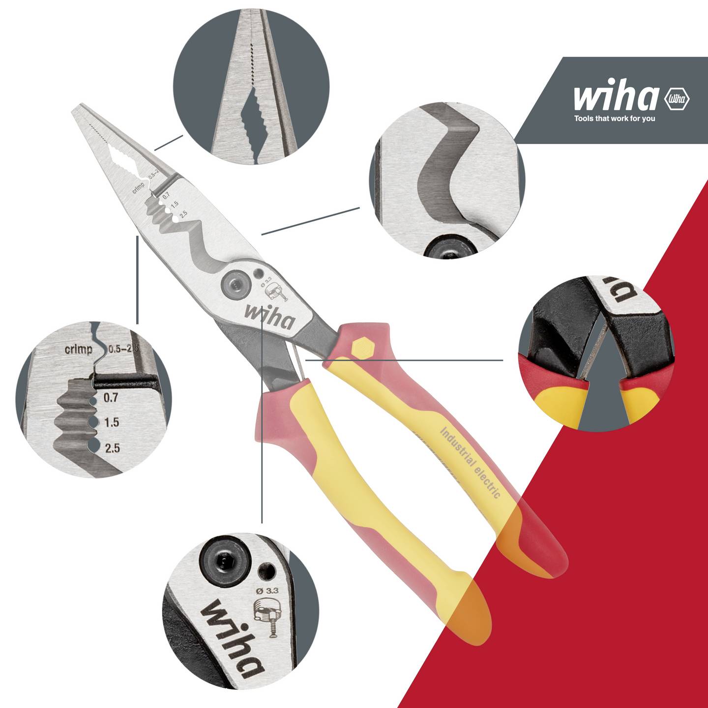 Wiha 45705 Universal Multifunktionszange Zange Abisolierzange Greifzange 209 mm - 4010995457051