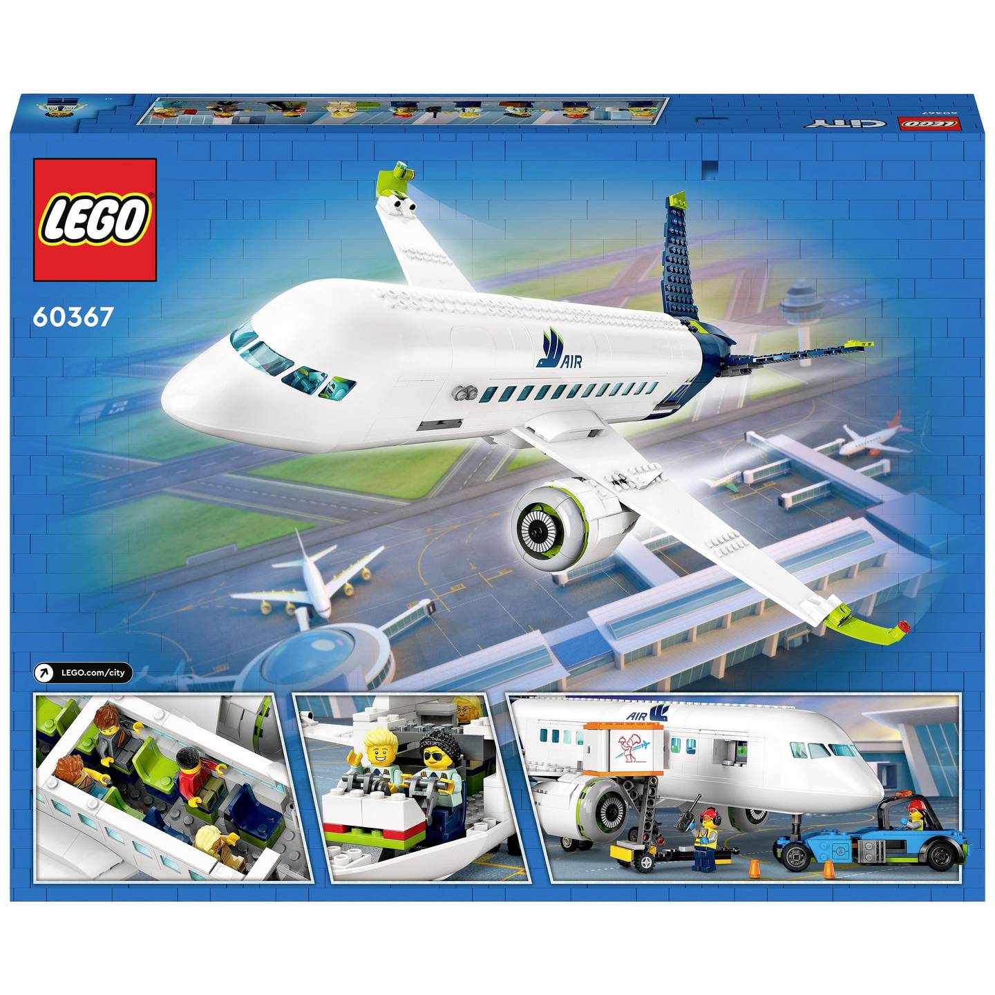 LEGO CITY Passagierflugzeug Modell 60367 Konstruktionsspielzeug 913 Teile 19cm - 5702017416274