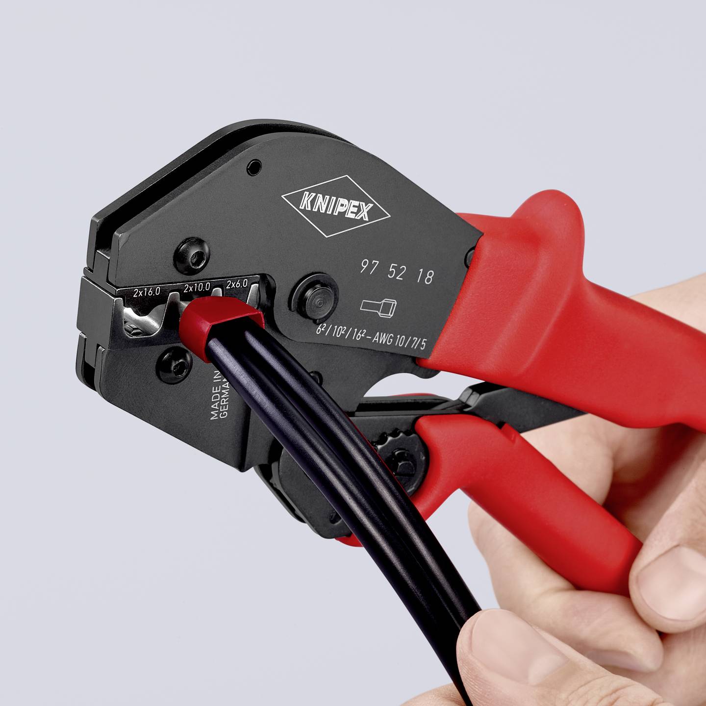 Knipex Crimpzange Zwillings-Aderendhülsen 2x6 2x10 2x16 mm² 250mm 571g - 4003773026839