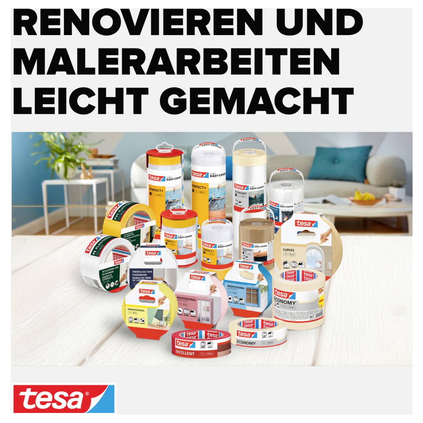 tesa Economy Multipack 50m x 30mm Klebeband Abdeckband Malerkrepp Tape 5 Stück - 4042448402998