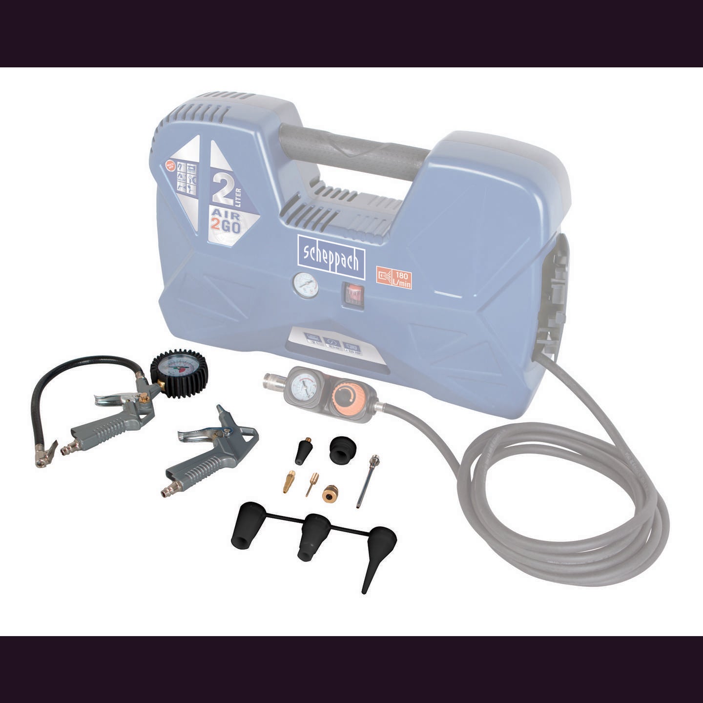 Scheppach Druckluft-Kompressor Aircase 2L 8 Bar 180L/Min Handwerkzeug Mobilität - 4046664040309