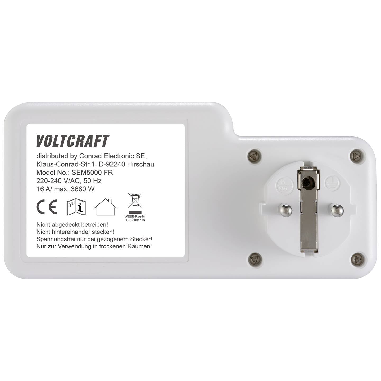 Voltcraft Energiekosten-Messgerät SEM5000 FR Kostenprognose Alarmfunktion 230V - 4064161218854