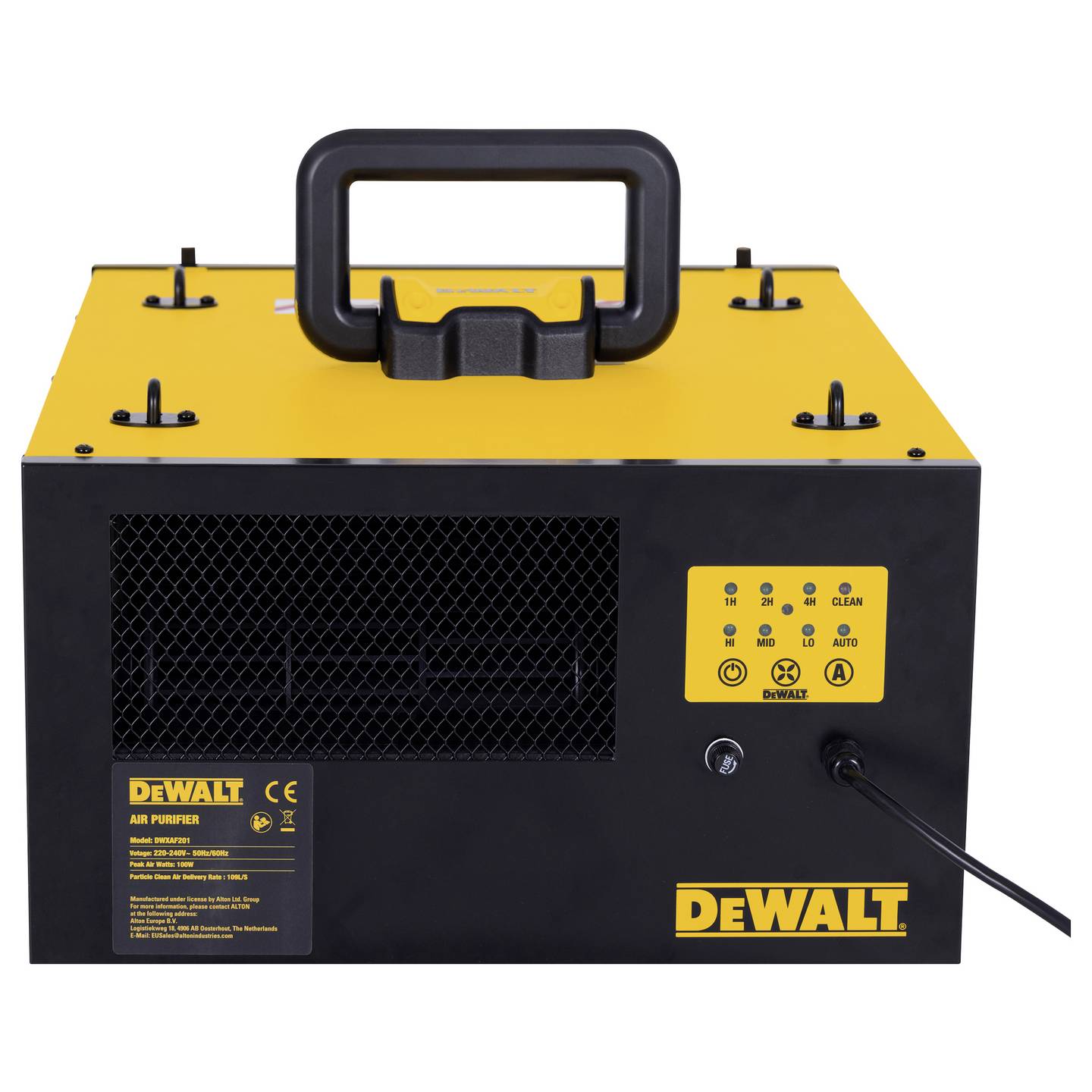 DEWALT DWXAF201 Luftreiniger 100W für Räume bis 28m² mit Timer und Tragegriff - 6921183004972