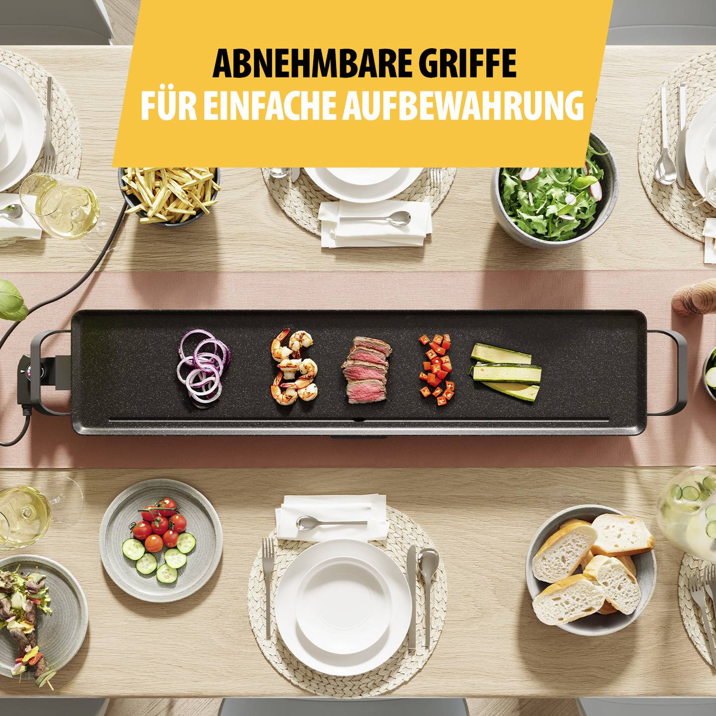 Tristar Elektro Grillplatte Slim XXL BP-2670 Tischgrill 1800W schwarz 100x22cm - 8712836987944