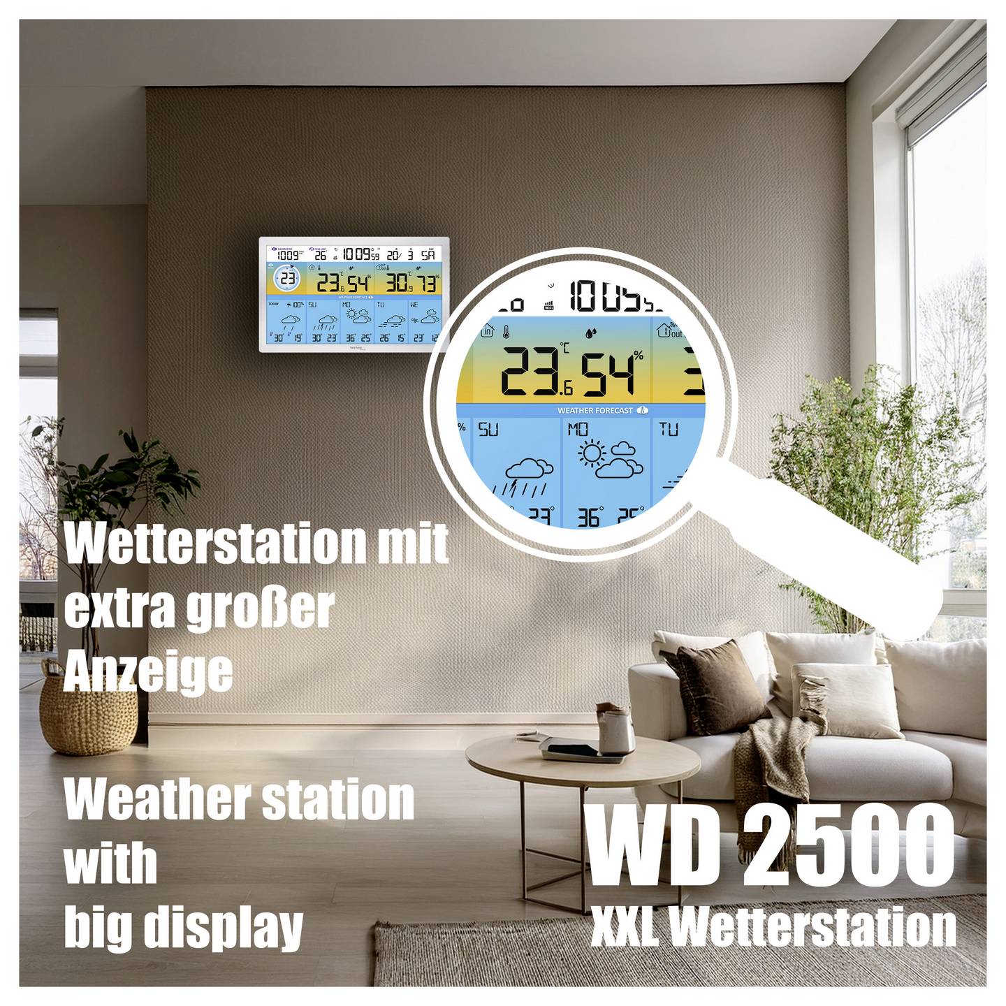 Techno Line Funk-Wetterstation WD2500 WLAN Wetterdaten max. 3 Sensoren digital - 4029665425009