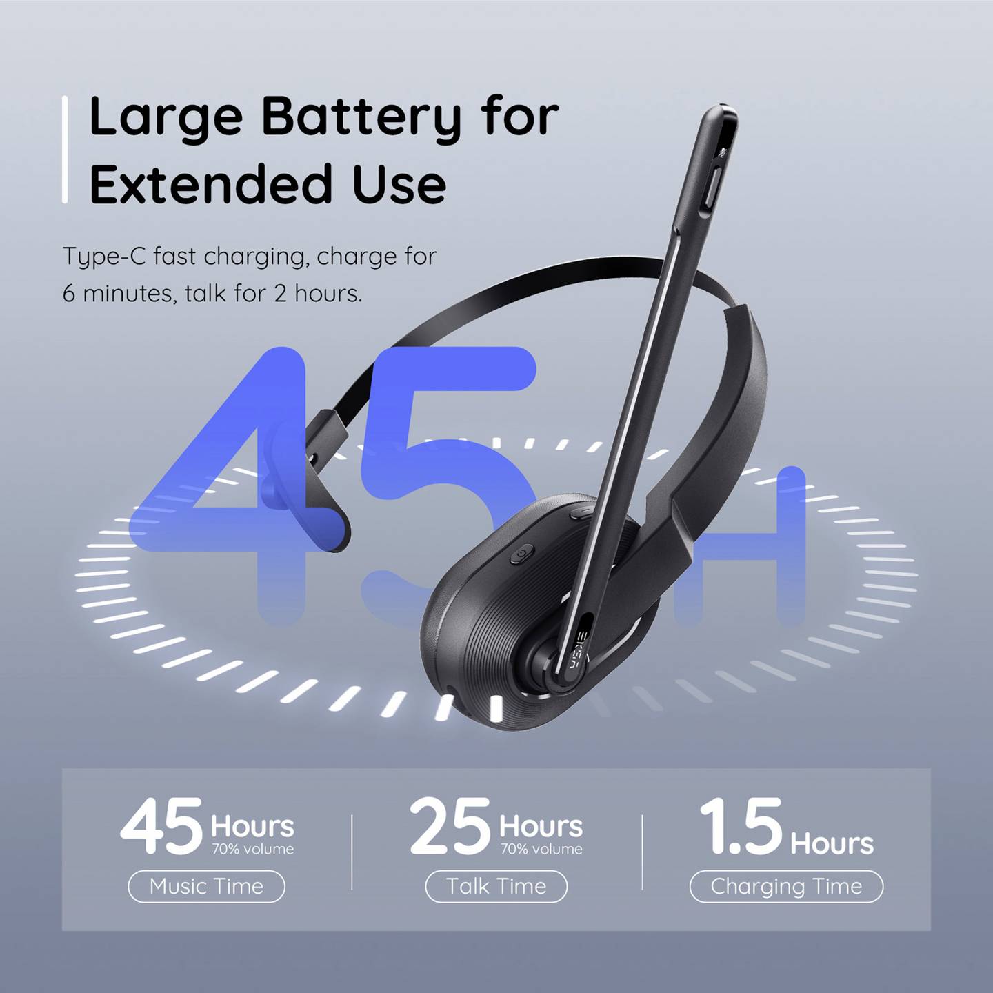 EKSA On Ear Headset Bluetooth Schwarz Noise Cancelling Mikrofon - 4064161258706